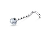 2mm Round CZ Silver Curved Nose Stud NSKB-109